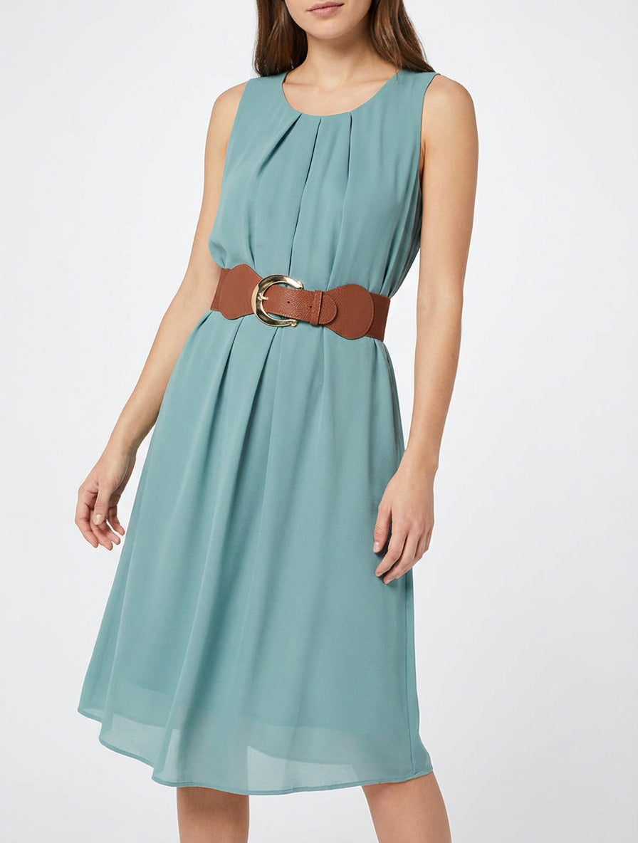 Abito semplice in voile senza maniche - Turchese