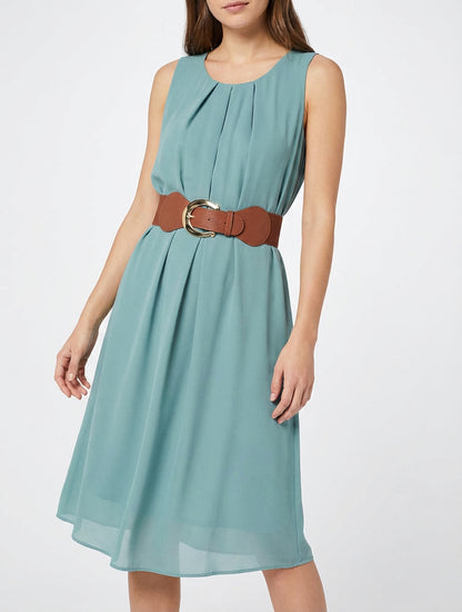 Abito semplice in voile senza maniche - Turchese