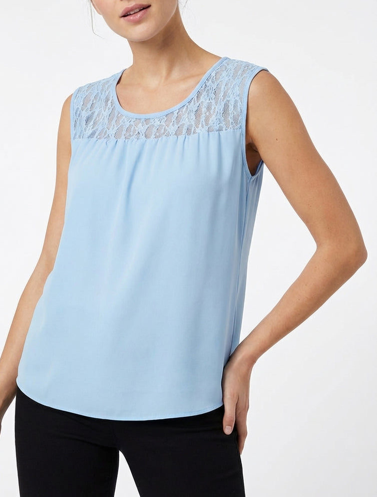 Top senza maniche con pizzo - Azzurro cielo