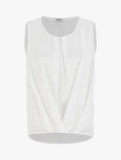 Top en voile effet drapé - Blanc - 1