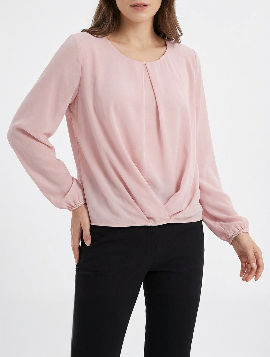 Blusa in voile con effetto drappeggiato - Rosa