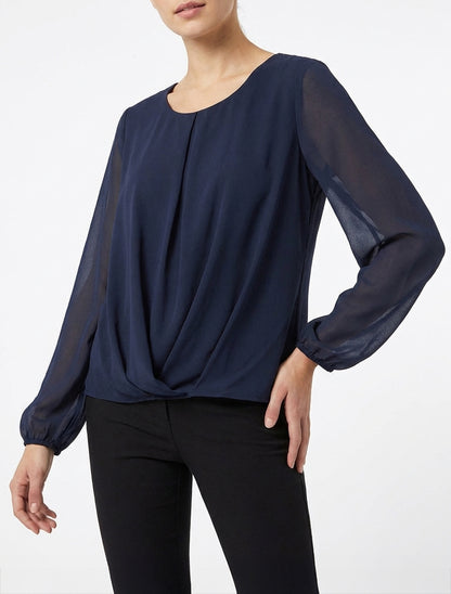 Blusa in voile con effetto drappeggiato - Marina