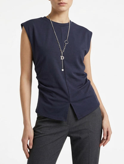 Top senza maniche con lati arricciati - Blu notte