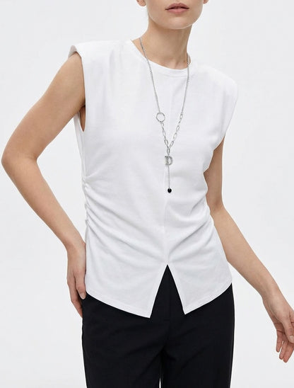 Top senza maniche con lati arricciati - Bianco