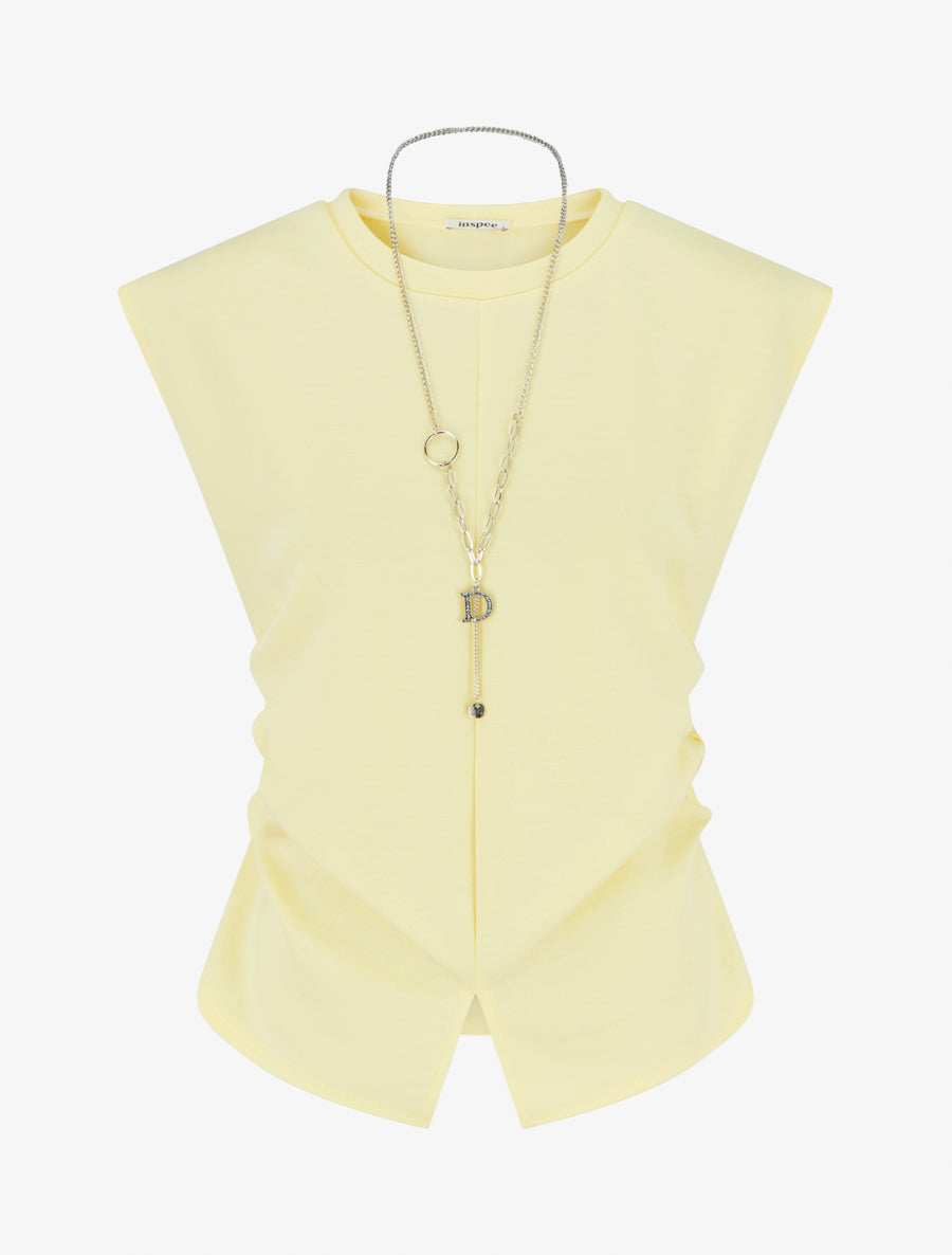 Top sans manches à côtés froncés - Jaune - 1