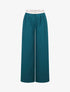 Pantalon wide leg à taille contrastante - Bleu canard - 1