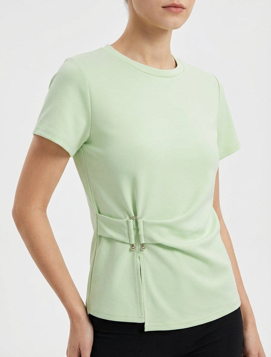 Top a maniche corte con fibbia - Verde mela