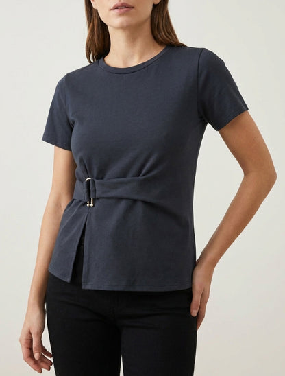 Top a maniche corte con fibbia - Blu notte