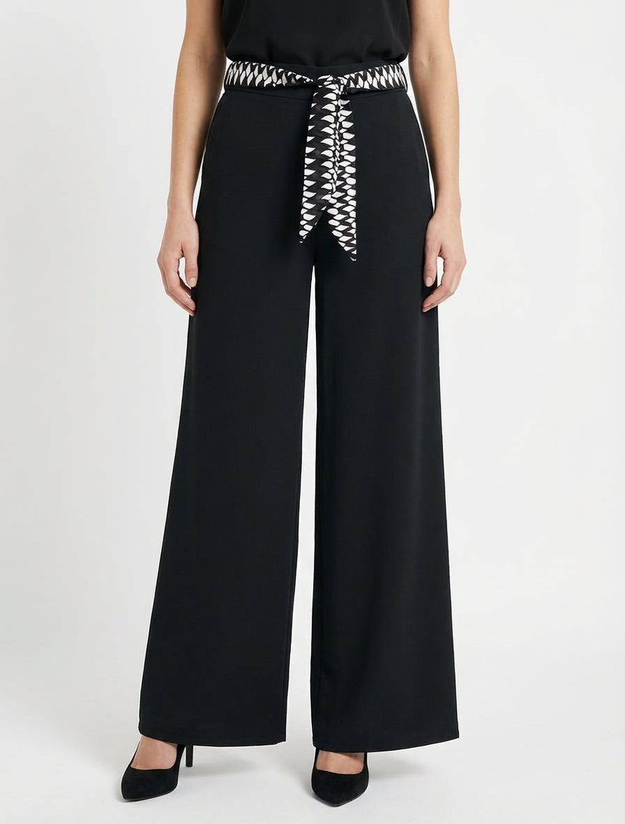 Pantaloni ampi uniti e cintati - Nero