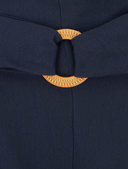 Pantalon ample à taille haute à boucle fantaisie - Marine - 3