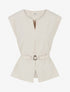 Top uni sans manches à empiècement bijou - Beige - 1