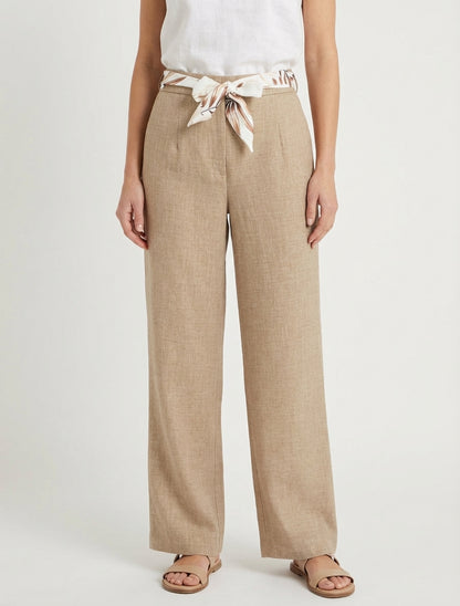 Pantaloni dritti con cintura effetto lino - Talpa