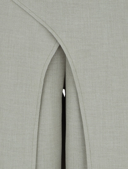 Pantalon droit effet lin à double pans - Kaki - 3