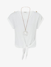 Top uni à nouer et manches courtes - Blanc - 1