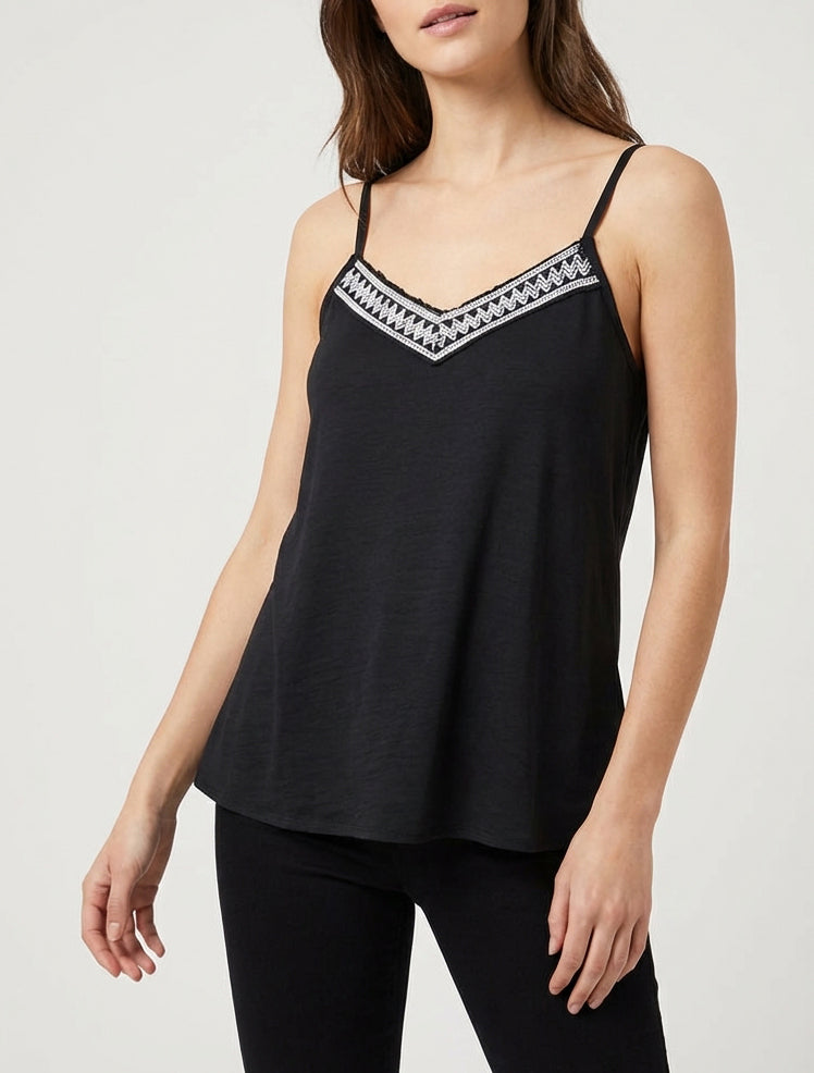 Cardigan con scollo a V ricamato - Nero