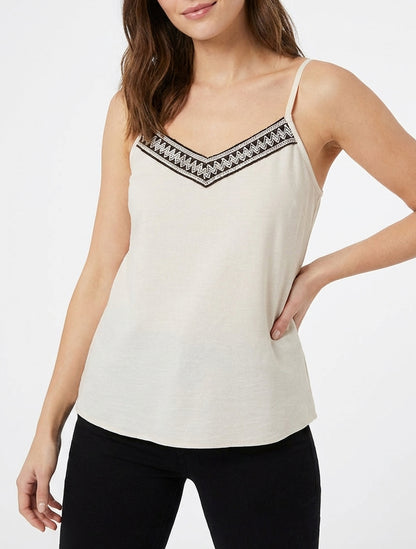 Cardigan con scollo a V ricamato - Beige