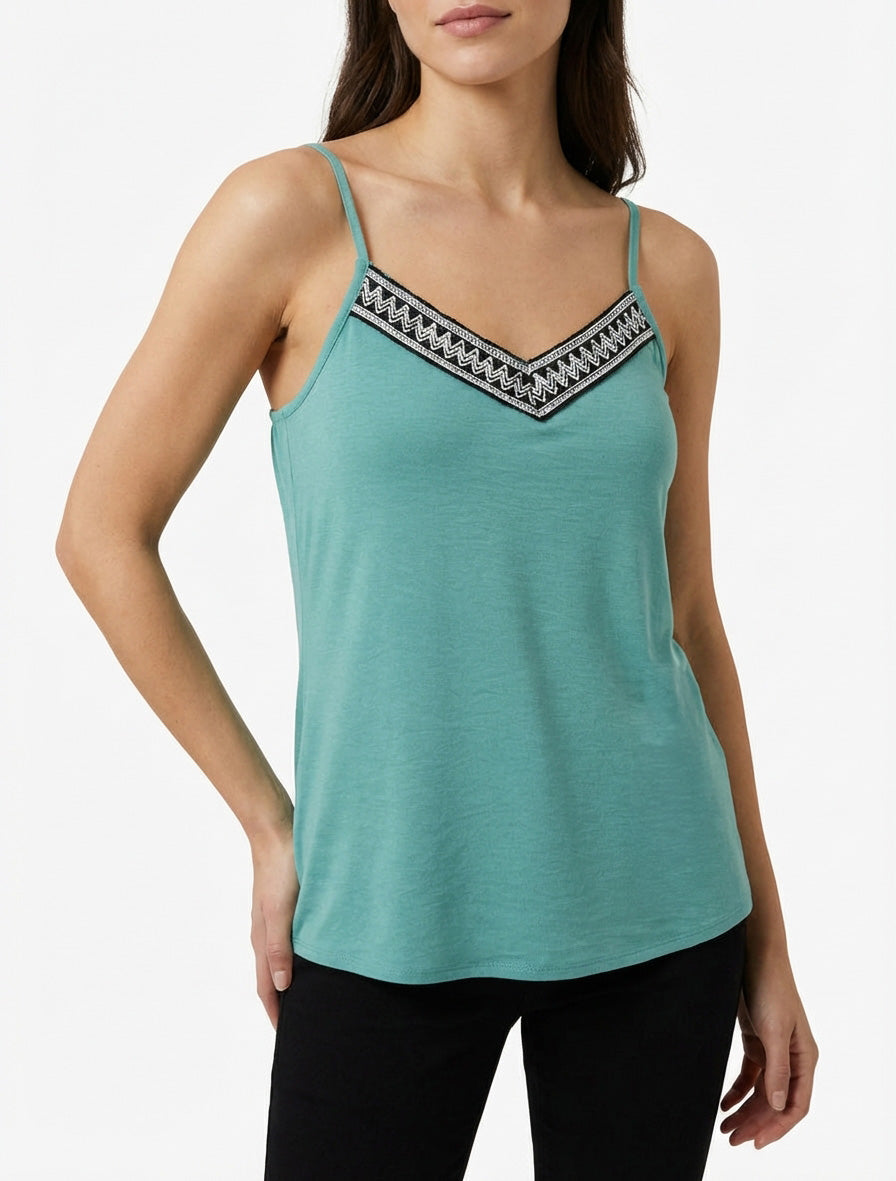 Cardigan con scollo a V ricamato - Verde acqua