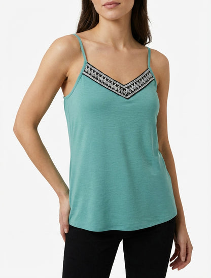 Cardigan con scollo a V ricamato - Verde acqua