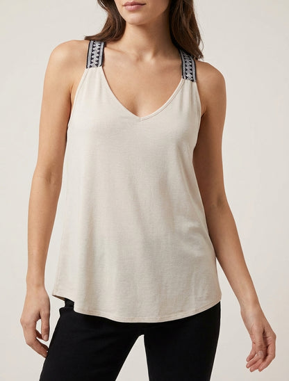 Canotta dritta con schiena a vogatore - Beige chiaro