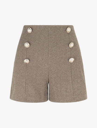 Short coupe ajustée en tweed - Taupe - 1