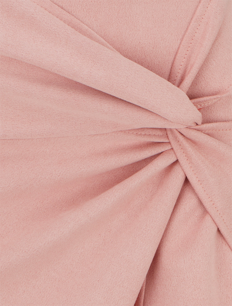 Gonna dritta in camoscio effetto intrecciato - Rosa