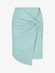 Jupe droite en suédine effet torsadé - Vert d&