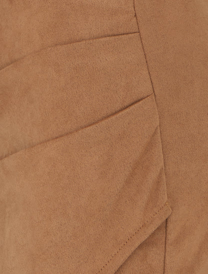 Jupe courte en suédine - Camel - 3