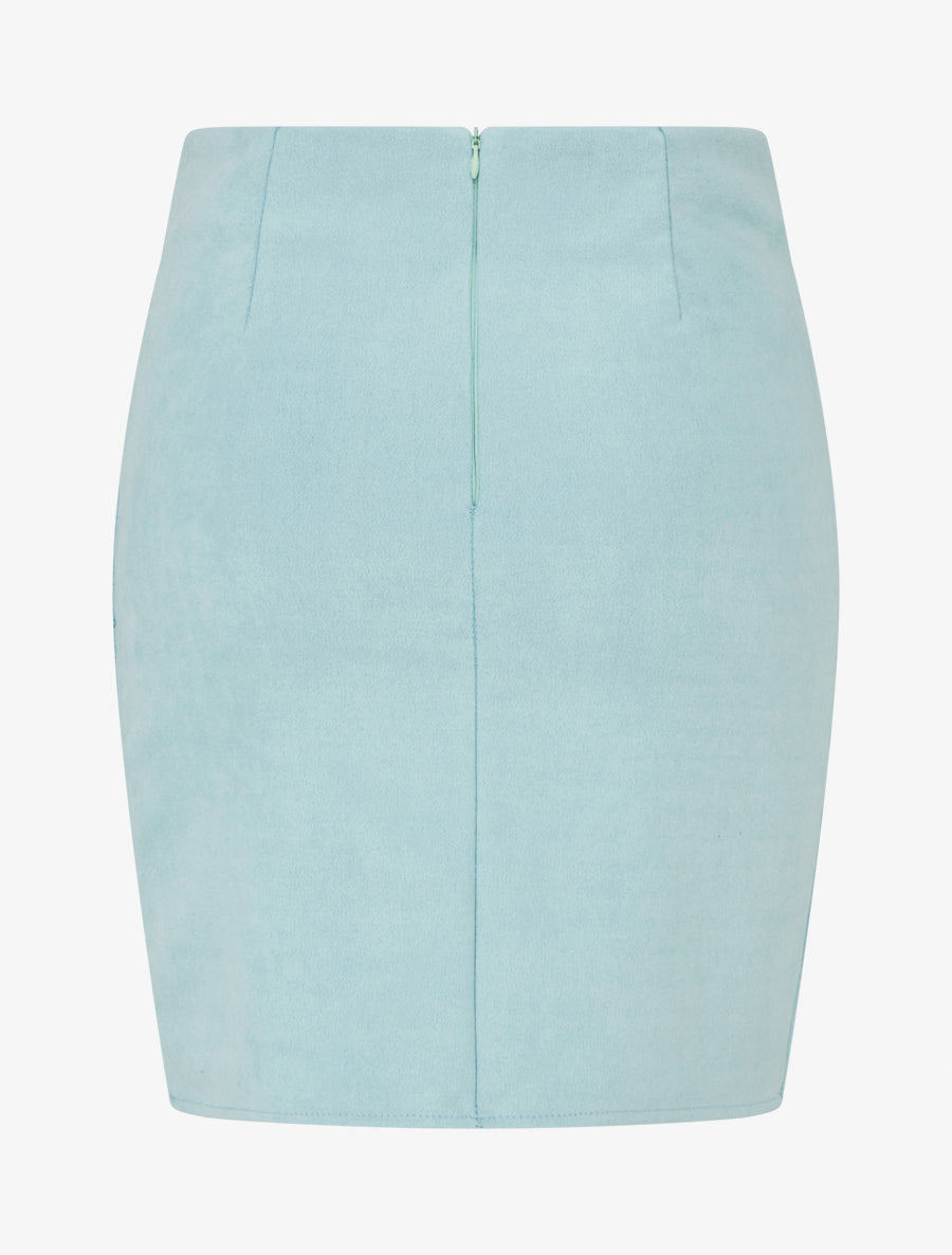 Jupe courte en suédine - Turquoise - 2