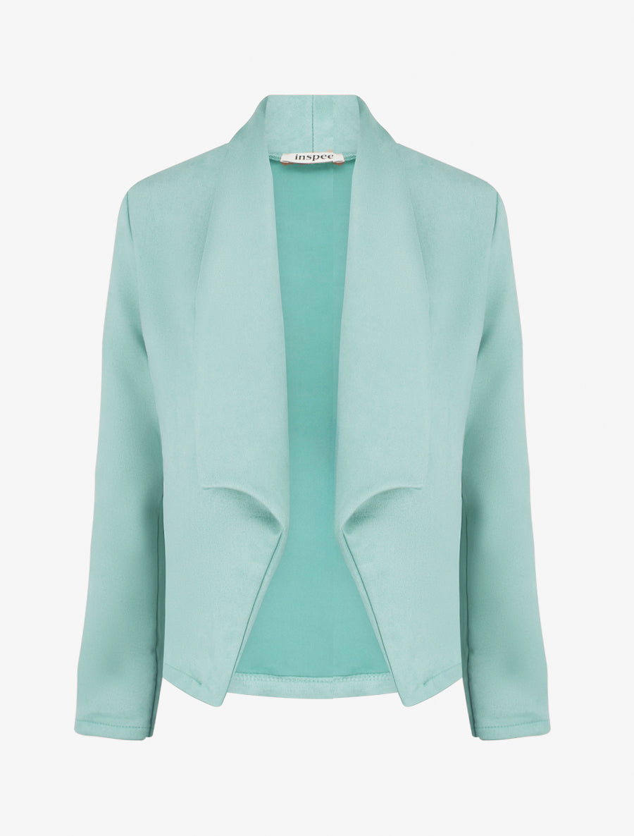 Veste en suédine droite à col châle - Vert d&