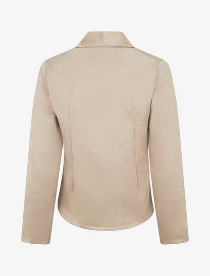 Veste en suédine droite à col châle - Beige - 2