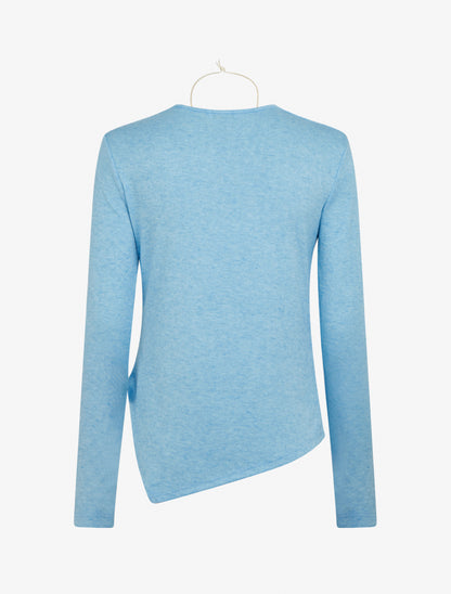 Pull asymétrique à col bénitier - Bleu ciel - 2