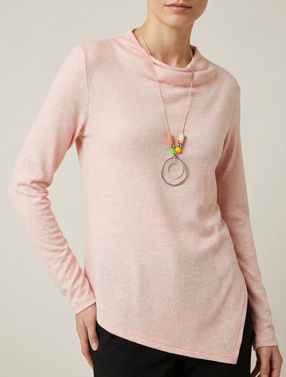 Maglione asimmetrico con collo a cascata - Rosa