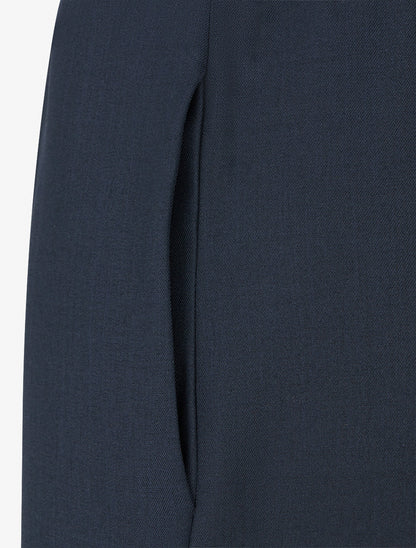 Pantalon ample uni à taille haute - Marine - 3