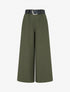 Pantalon ample uni à taille haute - Kaki - 1