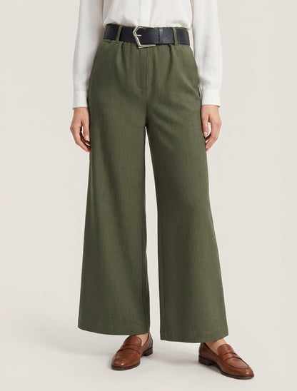 Pantalone ampio a vita alta. - Cachi