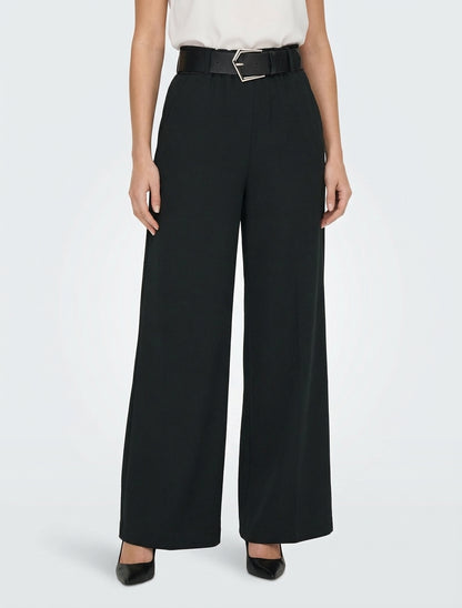 Pantalone ampio a vita alta. - Nero