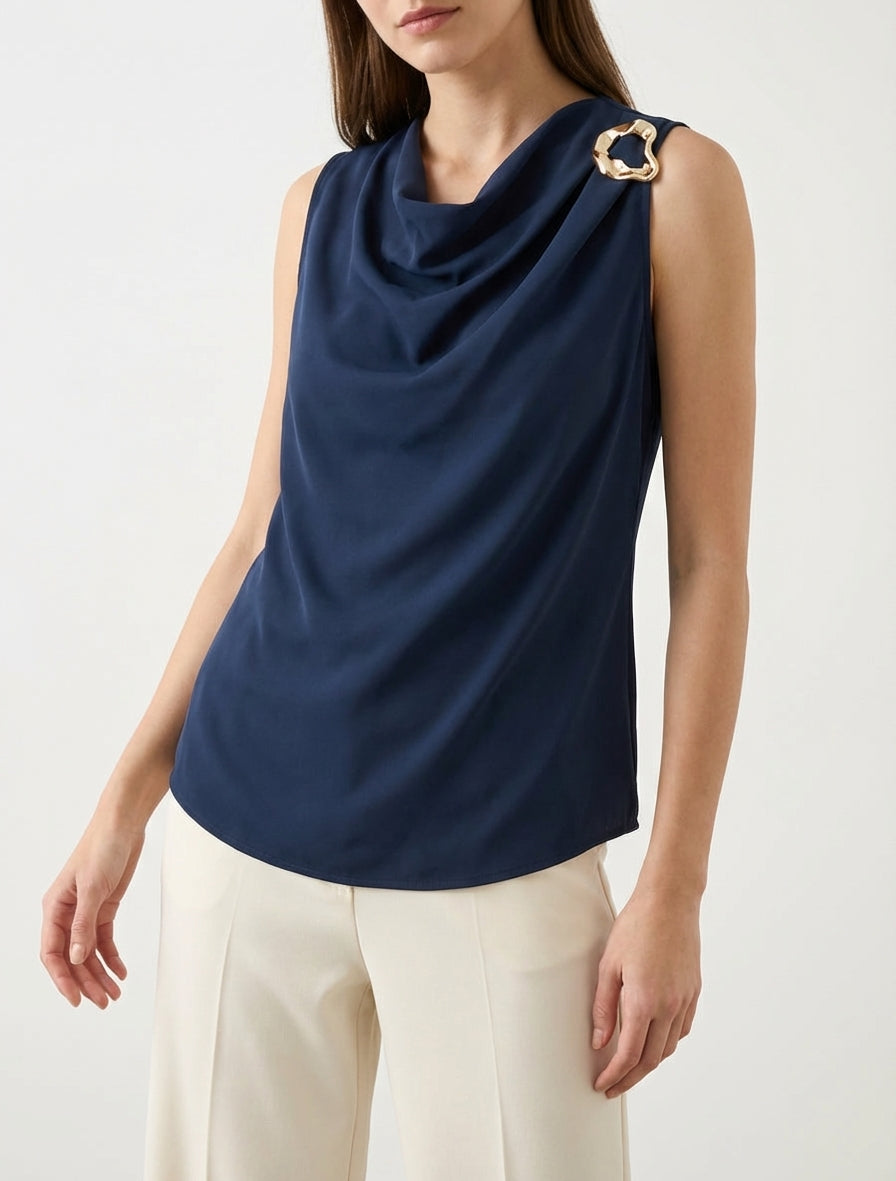 Top unito con inserto gioiello - Marina