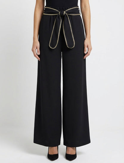Pantaloni con cintura e dettaglio iridescente - Nero