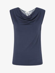 Top uni sans manches à broderie au dos - Marine - 1