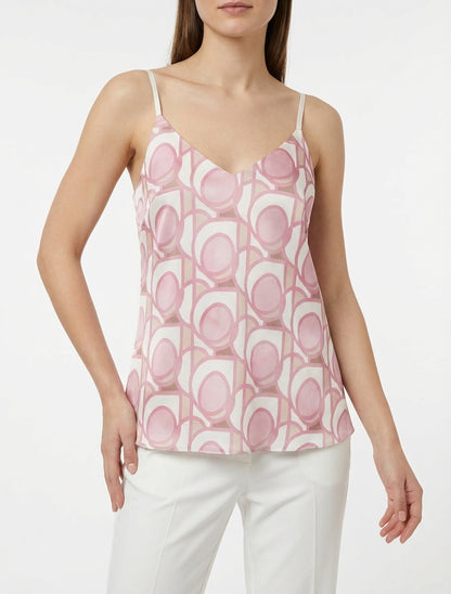 Canotta satinata con stampa grafica - Rosa