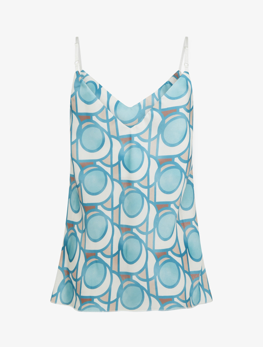 Caraco satiné imprimé graphique - Turquoise - 2