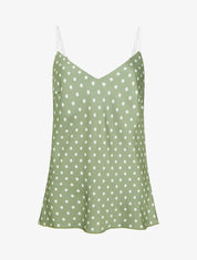 Caraco satiné imprimé à pois - Kaki - 1