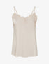 Caraco satiné à détail dentelle - Beige - 1