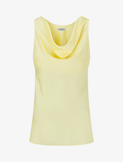 Top satiné sans manches col bénitier - Jaune citron - 1