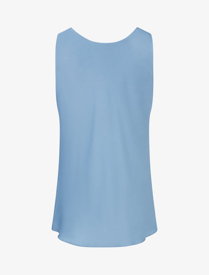 Top satiné sans manches col bénitier - Bleu ciel - 2
