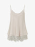 Caraco satiné à bords en dentelle - Beige clair - 1