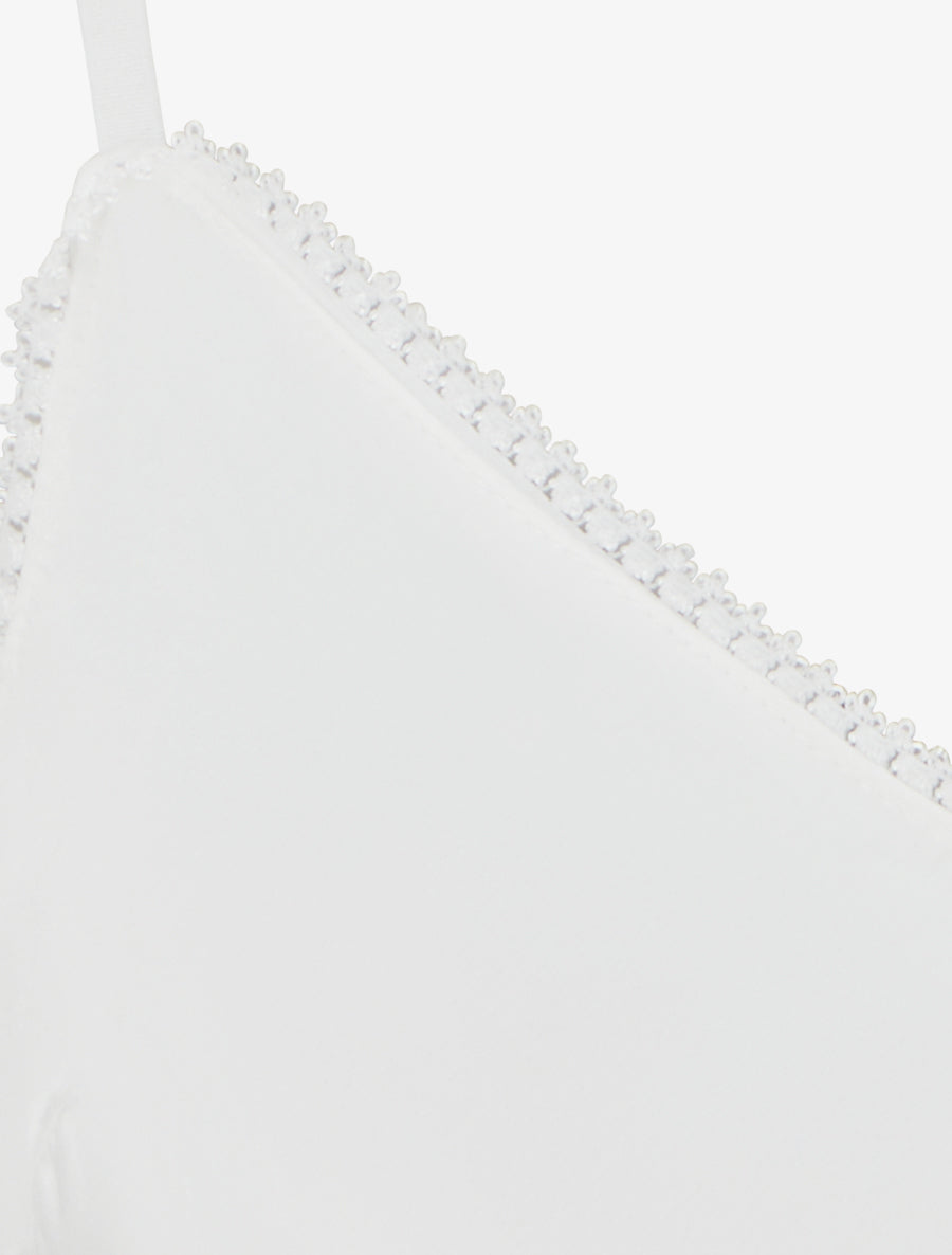 Caraco satiné à col V brodé - Blanc - 3