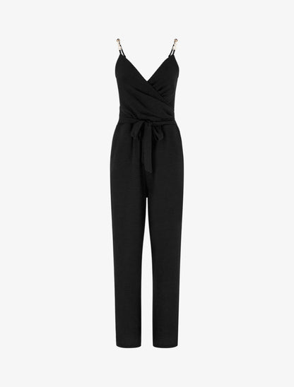 Combinaison à fines bretelles bijoux - Noir - 1