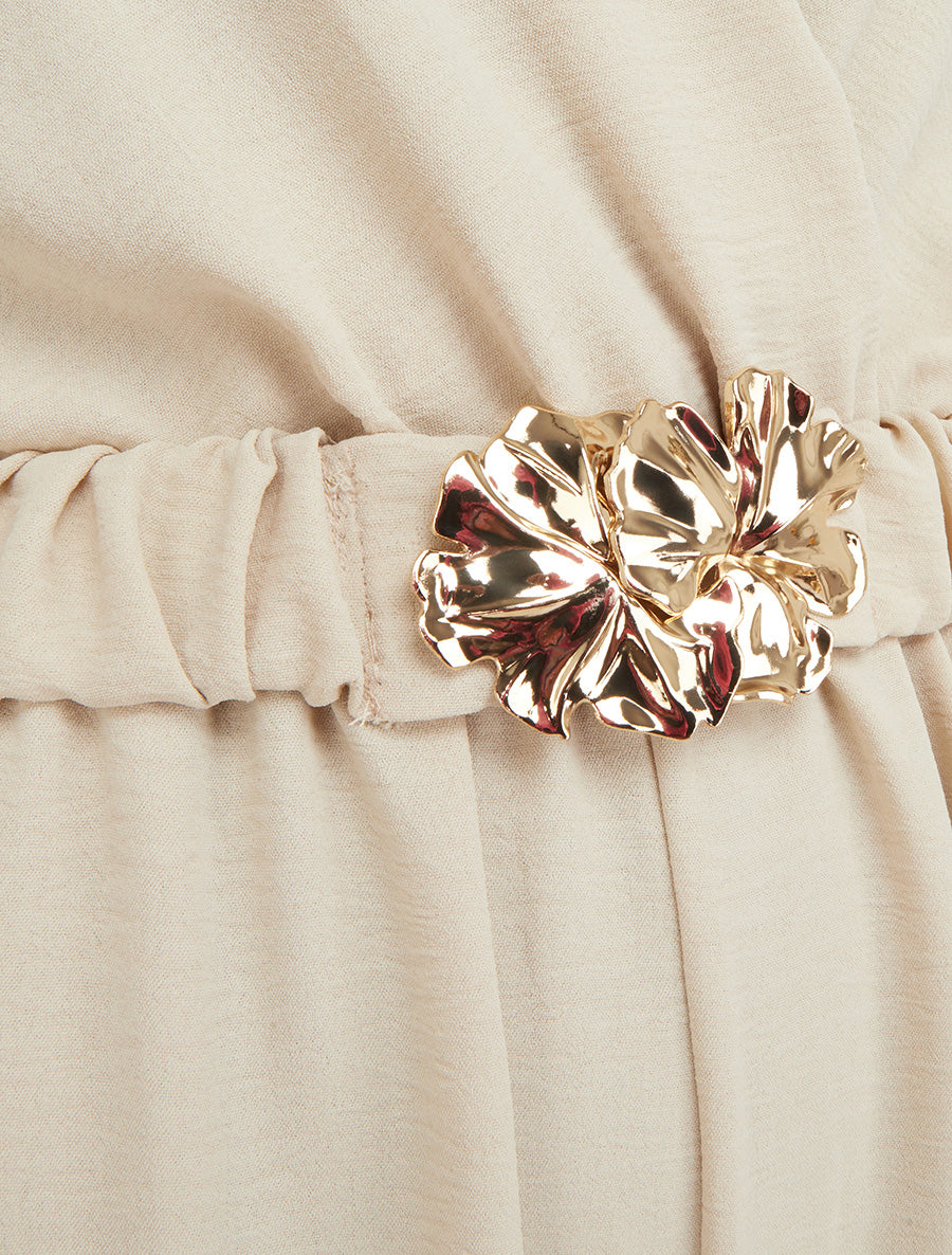 Combinaison sans manches à ceinture - Beige - 3