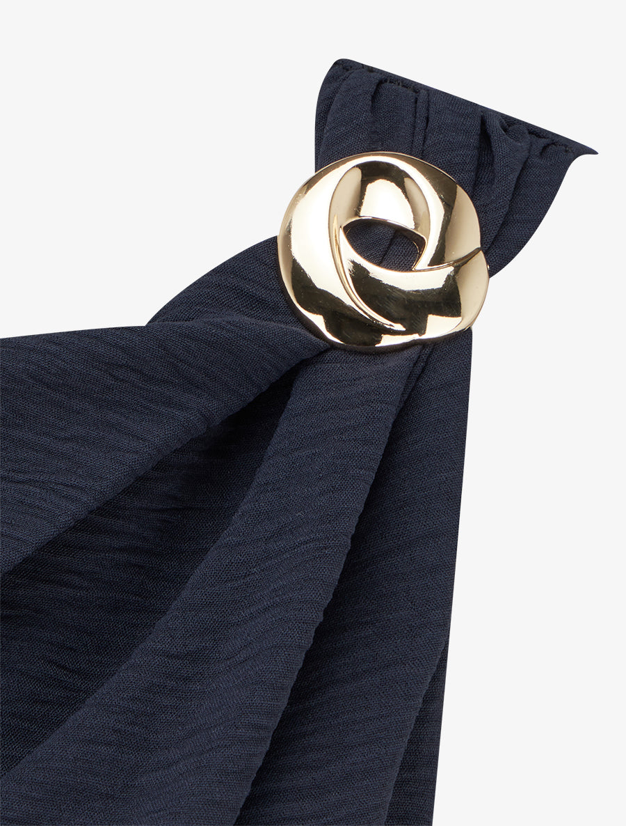 Combinaison unie à empiècement bijou - Marine - 3